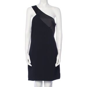 Halston Elegant Black Dress - One Shoulder Mini Dress